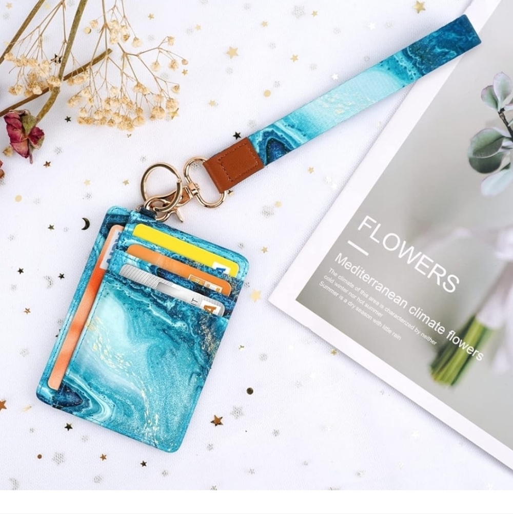 Blue Marble Card Holder Lanyard